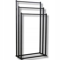 Stojak na ręczniki czarny 3 szczeble wolnostojący metalowy