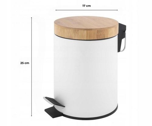 Kosz na śmieci łazienkowy 3l bambus śmietnik do wc łazienki kuchni biały na Arena.pl