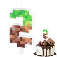 ŚWIECZKA URODZINOWA CYFERKA 2 Z MOTYWEM MINECRAFT KLOCKI CYFRA NA IMPREZĘ