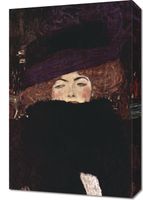 Obraz 40x60cm Lady with Hat and Feather Boa, Klimt Vintage
