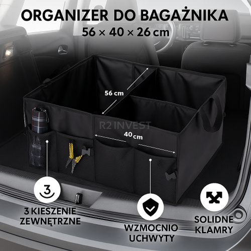 ORGANIZER SAMOCHODOWY CZARNY NARZĘDZIÓWKA BOX PUDŁO DO BAGAŻNIKA na Arena.pl