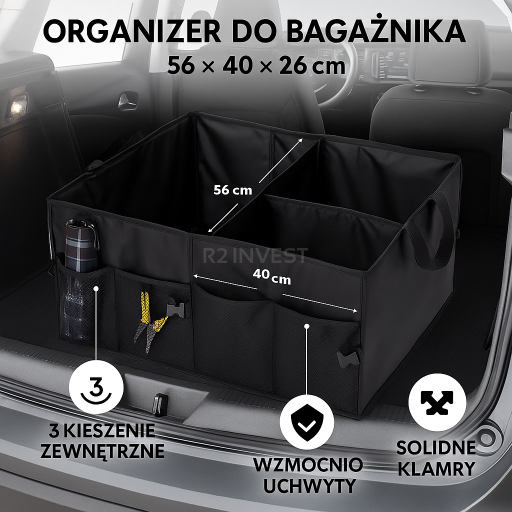 ORGANIZER SAMOCHODOWY CZARNY NARZĘDZIÓWKA BOX PUDŁO DO BAGAŻNIKA zdjęcie 3