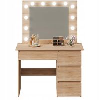 Toaletka brązowa lustro 4 szuflady pojemna led