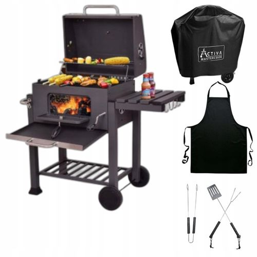 GRILL WĘGLOWY ŻELIWNY ACTIVA ANGULAR 4w1 GRATISY RUSZT ŻELIWNY DUŻY na Arena.pl
