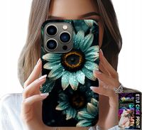 ETUI DO IPHONE 15 PRO - NIEBIESKA GERBERA STOKROTKA KWIAT +FOLIA