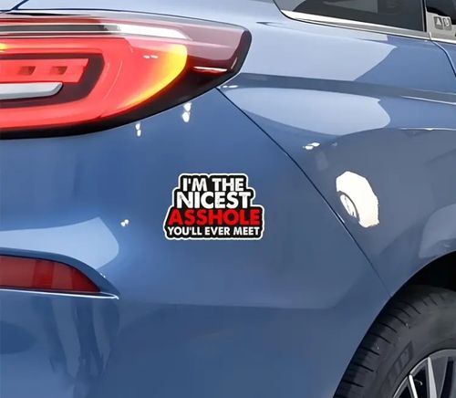 Naklejka Jestem najmilszym Dupkiem na Twojej Drodze JOKE PRUNK WLEPKA AUTO na Arena.pl