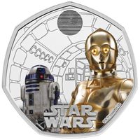 Star Wars: R2-D2 and C-3PO kolorowany 50p Srebro 2023 Proof