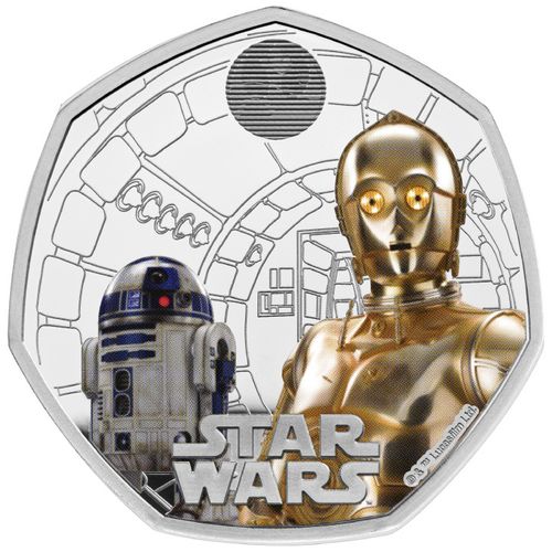 Star Wars: R2-D2 and C-3PO kolorowany 50p Srebro 2023 Proof na Arena.pl