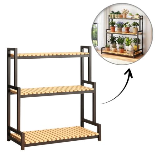 Kwietnik stojak 3-poziomowy 80x40x95 cm czarny na Arena.pl