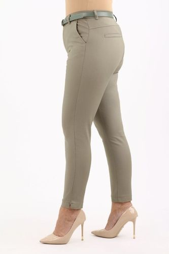 ELEGANCKIE SPODNIE BAWEŁNIANE CYGARETKI WYSOKI STAN DUŻE ROZMIARY + PASEK na Arena.pl