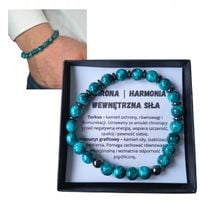 BRANSOLETKA MĘSKA DLA NIEGO TURKUS HEMATYT OCHRONA HARMONIA