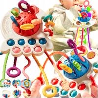 GRYZAK ZABAWKA SENSORYCZNA MONTESSORI EDUKACYJNA GRZECHOTKA DLA DZIECI 6W1