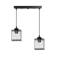 Glassia lampa wisząca czarny 2x40 E27 klosz czarny+kryształy bezbarwne