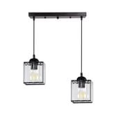 Glassia lampa wisząca czarny 2x40 E27 klosz czarny+kryształy bezbarwne