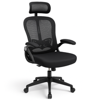 Fotel obrotowy czarny siatka krzesło ergonomiczny z zagłówkiem