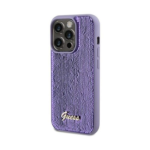 Guess Sequin Script Metal - Etui iPhone 14 Pro (fioletowy) na Arena.pl
