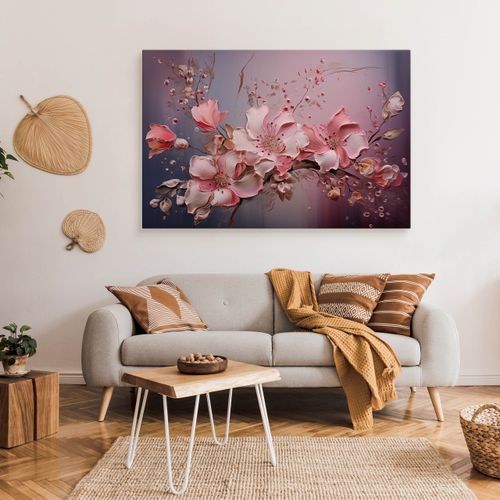 Obraz Ścienny Do Salonu Różowe Kwiaty Abstrakcja Abstrakcja 40cm x 30cm na Arena.pl
