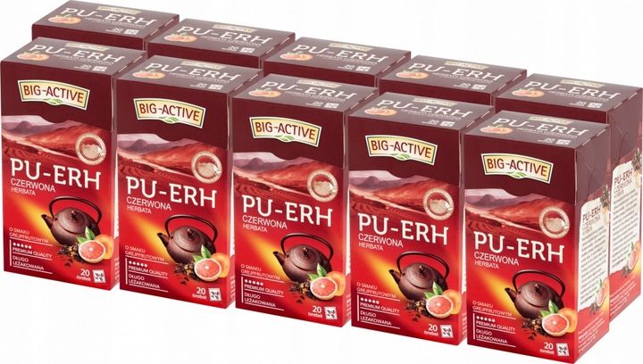 BIG ACTIVE HERBATA CZERWONA PU-ERH GREJPFRUT 20szt x10 zdjęcie 1