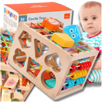 drewniany sorter klocków elastyczna kostka sensoryczna montessori