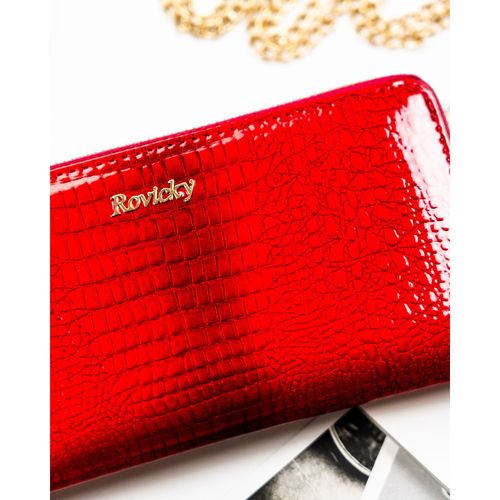 lakierowany portfel w typie piórnika ze skóry naturalnej w czerwonym na Arena.pl