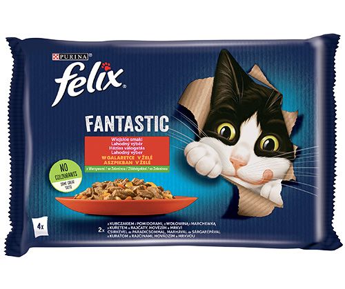 Felix Fantastic W Galaretce Z Kurczakiem I Wołowiną 4x85g na Arena.pl