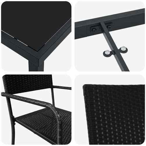 Zestaw do jadalni w ogrodzie 3 pcs Czarny Polirattan na Arena.pl