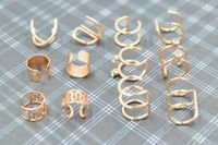 Nausznice Zestaw Kolczyki różowe złoto 6 par stal