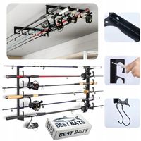 UCHWYT STOJAK ŚCIENNY STANOWISKO 6 WĘDEK METALOWY WIESZAK WĘDKI BEST