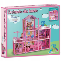 DOMEK DLA LALEK DUŻY MEBLE LALECZKI AKCESORIA PIĘTROWY 129 ELEMENTÓW