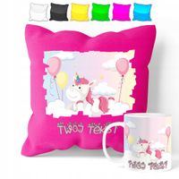 ZESTAW: KUBEK + POSZEWKA - JEDNOROŻEC UNICORN - PREZENT WIELE WZORÓW + IMIĘ