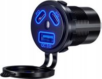 Ładowarka motocyklowa samochodowa 2x45 W PD TYP C QUICK 18W USB QC 3.0