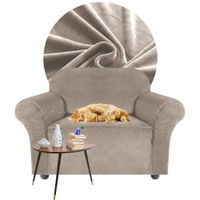 POKROWIEC NA FOTEL KANAPĘ SOFĘ ELASTYCZNY WELUR AKSAMIT 90-140 BEŻOWY