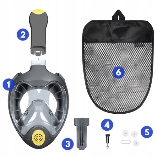 Maska do nurkowania Pełnotwarzowa z rurką fajką Pro5 Okulary od snurkowania na Arena.pl