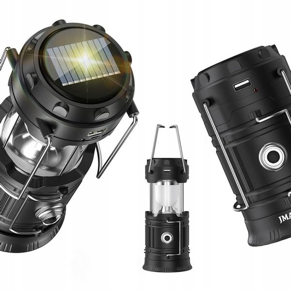 Lampa Solarna LED Latarka Turystyczna Biwakowa Akumulatorowa USB Powerbank zdjęcie 4