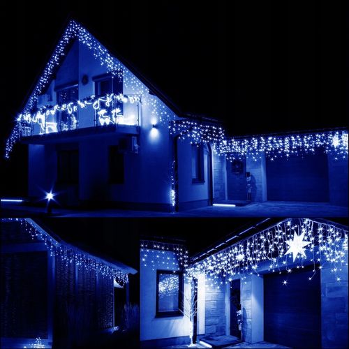 LAMPKI SOPLE 300 LED ZEWN. NIEBIESKIE CHOINKOWE FLASH KURTYNA ŚWIETLNA IP44 na Arena.pl