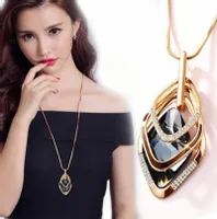 Naszyjnik DŁUGI złoty łańcuszek kryształ GRAFIT