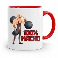 Kubek Czerwony Prezent Dla Chłopaka 100% Macho Z Nadrukiem Ze Zdjęciem