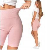 Legginsy Kolarki Damskie z Wysokim Stanem Efekt Push-Up RÓŻOWE MORAJ S/M