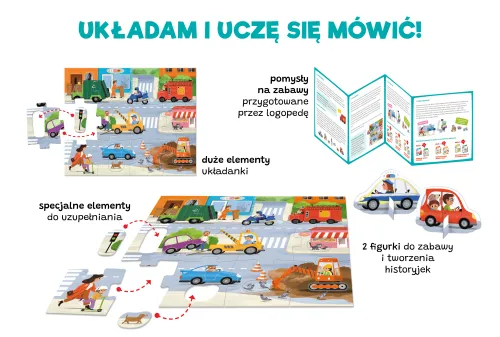 Puzzle 17 elementów. Pojazdy. Pierwsze puzzle + figurki na Arena.pl