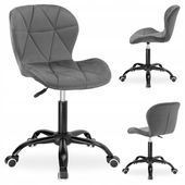 FOTEL BIUROWY KRZESŁO OBROTOWE DLA DZIECKA WELUROWE GRAFITOWE NA KÓŁKACH