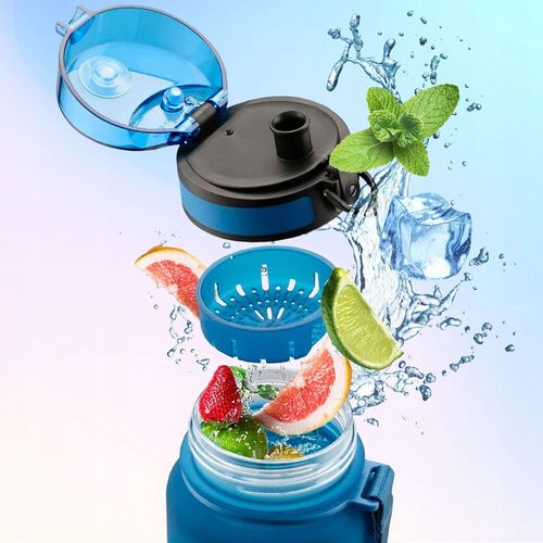 BUTELKA NA WODĘ 1L TRITAN Bidon z miarką motywacyjną niebiesko-turkusowy na Arena.pl