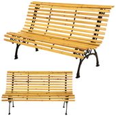 ławka drewniana ogrodowa z oparciem parkowa drewno na stalowym stelażu duża