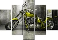 105CM 150CM OBRAZ 5 ELEM OLIWKOWY MOTOCYKL DRUK
