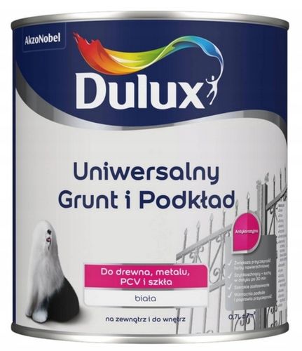 Dulux GRUNT pod farbę do drewna metalu PCV i szkła BIAŁY 0,7L na Arena.pl