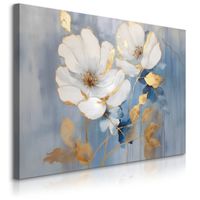 Obraz Canvas Do Salonu Białe Kwiaty Natura Glamour Akwarele 100cm x 70cm
