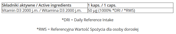 7Nutrition - Vitamin D3 2000 - 120 kaps. zdjęcie 2