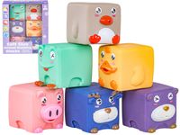 Edukacyjny zestaw klocków dla malucha, Miękkie, Duże Klocki Zwierzęta 6 sztuk