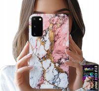 ETUI DO SAMSUNG GALAXY S20 - RÓŻOWO BIAŁY MARMUREK, KAMIENNE WZORY