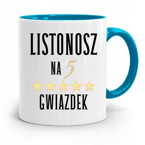 Kubek Błękitny Prezent Dla Listonosza Na Pięć Z Nadrukiem Ze Zdjęciem zdjęcie 1