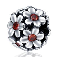 Zawieszka SREBRO 925 Charms Koralik Kwiatki Stokrotki